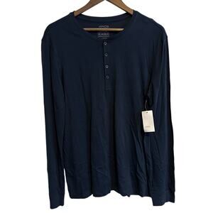 NWT Vince Long Sleeve Henley Tee Dark Navy Large